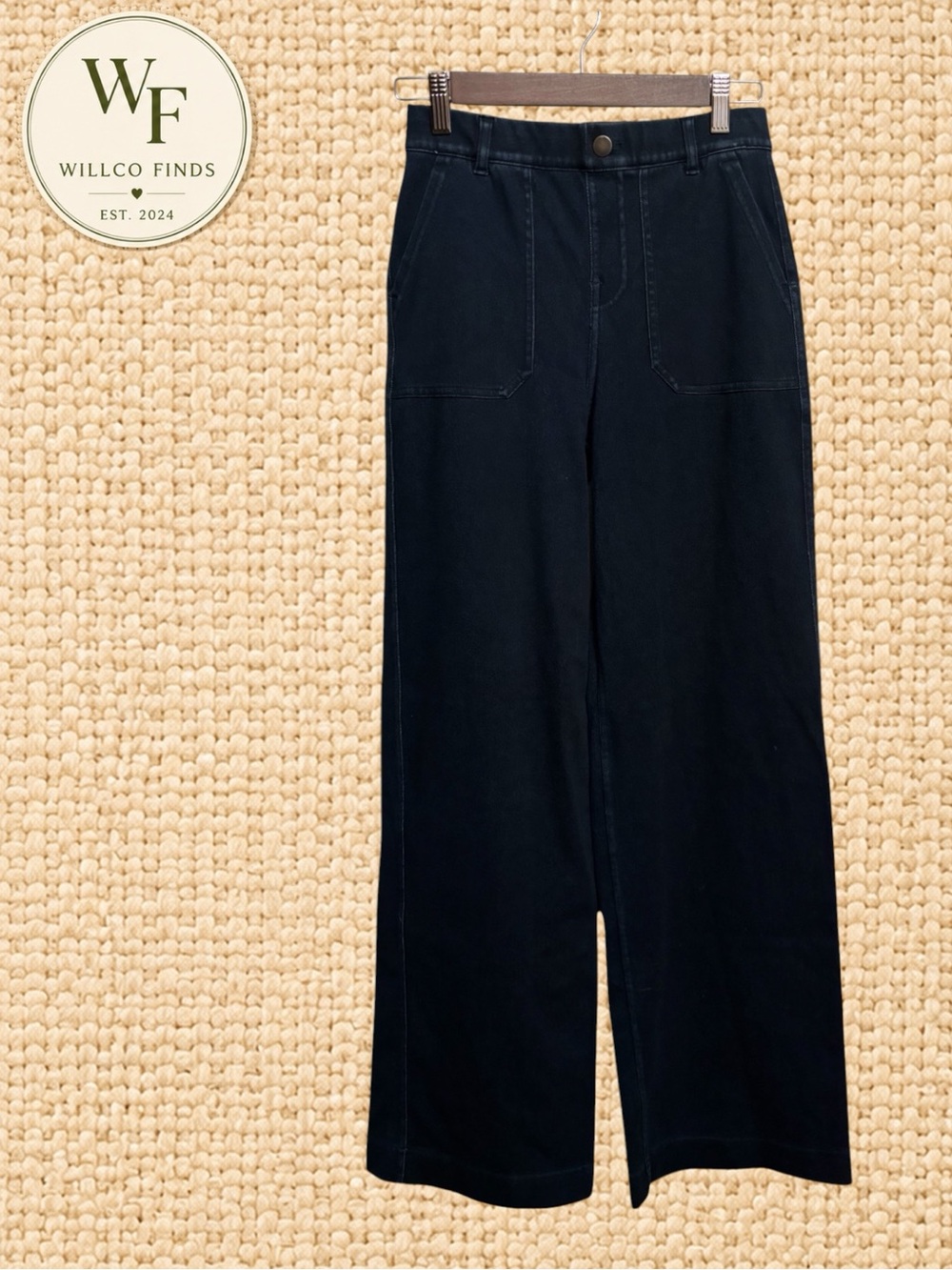 Rae Mode Stretch Denim Wide Leg Pants Size Small Dark Indigo High Rise NWT